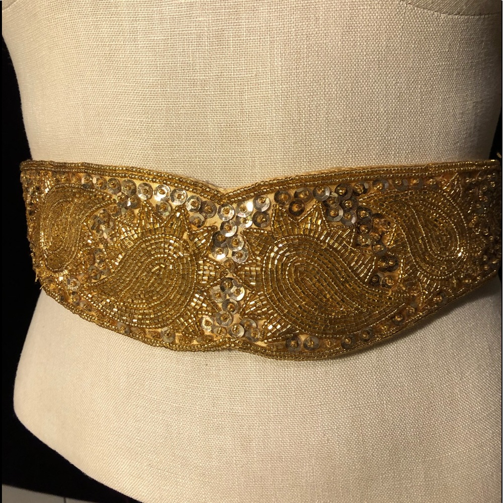 Gold Sequin & Beaded Belt